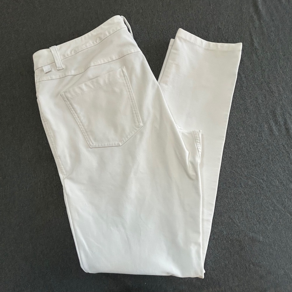 Lululemon‎ ABC Slim Fit 5 Pocket Utilitech Pants Mens 36 White Stretch Golf
